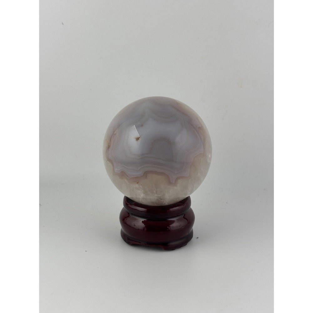 Natural Blue Lace Agate Sphere Crystal Polished Banded Agate Orb with Stand